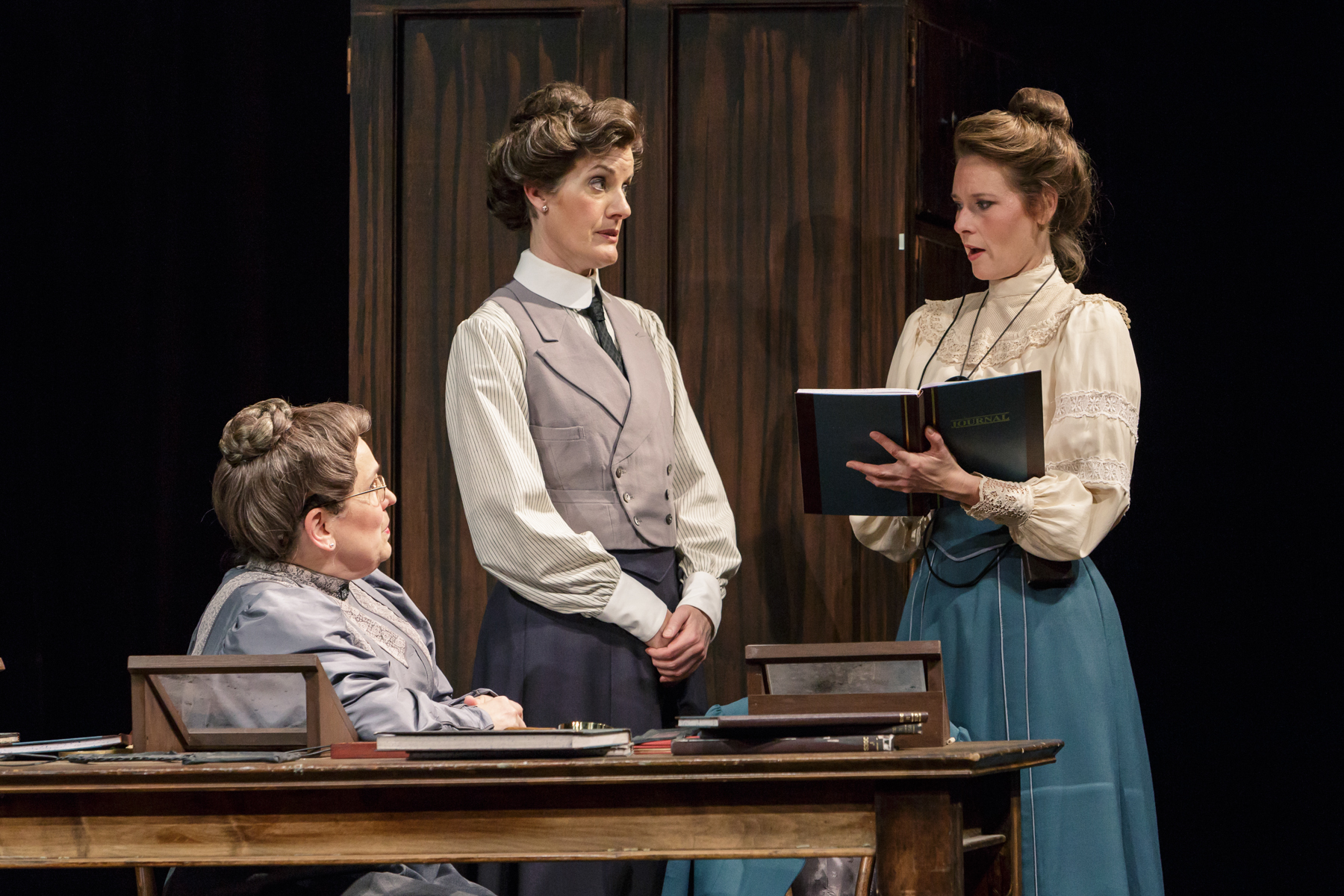 Sarah as real-life astronomer, Annie Jump Cannon in Silent Sky by Lauren Gunderson at Theatreworks. Elena Wright stars as Henrietta Leavitt and Lynn Soffer is fabulous as Williamina Flemming.